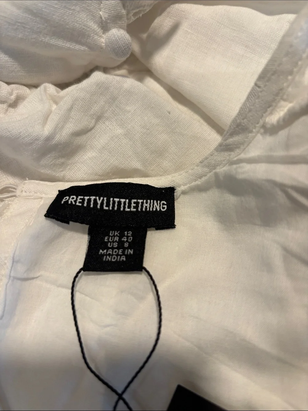 PrettyLittleThing White Broderie Trim Backless Shift Dress NWT US 8